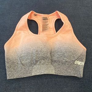 Gymshark ombre sports bra, pink/Peach/charcoal size small
